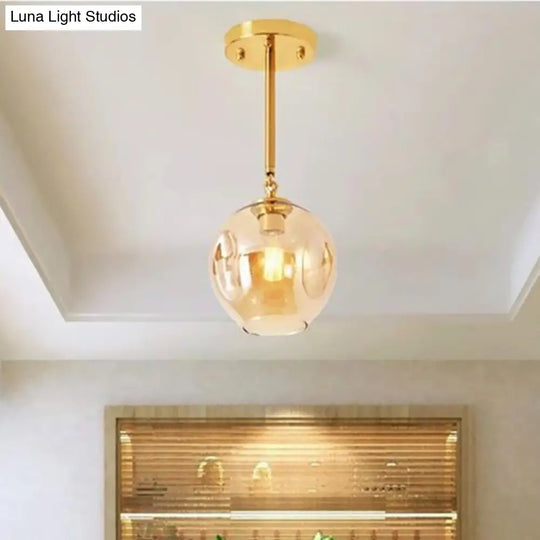 Amber/Smoke Gray Glass Semi Flush Light Fixture - Nordic Ceiling Mount For Hallway 1-Light