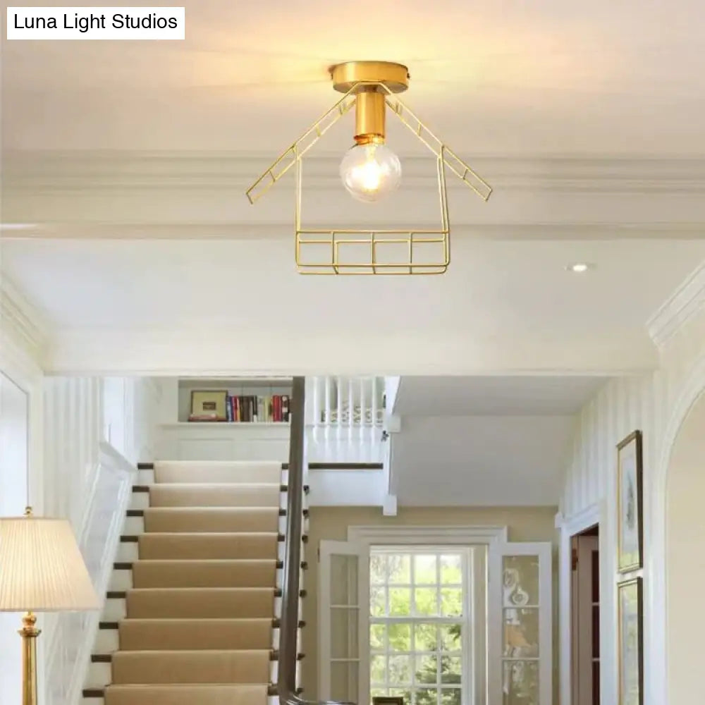 American All-Copper Balcony Ceiling Lamp