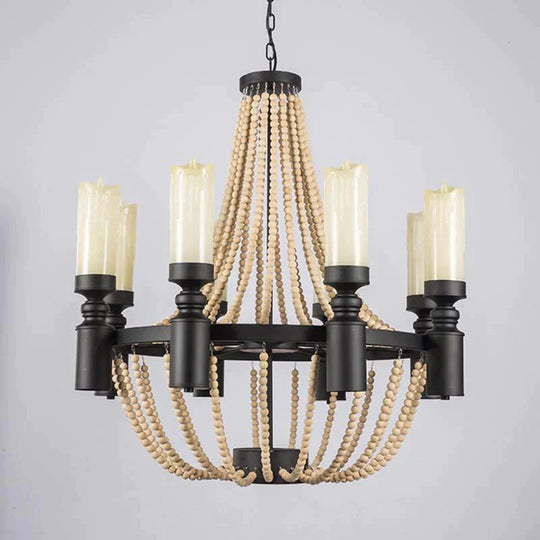 American Country Loft Vintage Big Wooden Beads Hang Pendant Lamp E27 E14 Led Lights Modern For