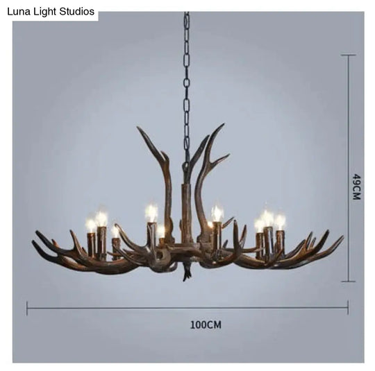 American Country Retro Style Antler 2 Tier Chandelier Lamp