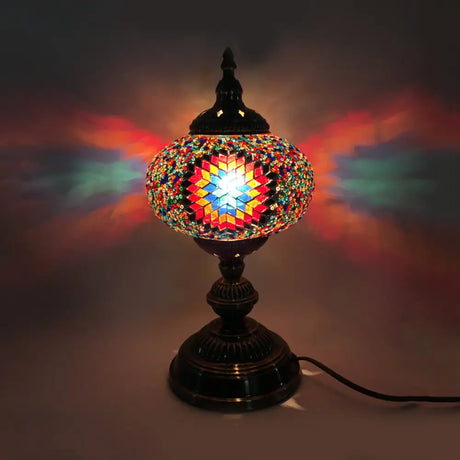Angela - Vintage 1 Head Bedroom Table Lamp Bronze Task Lighting With Spherical Red/Blue/Multi-Color