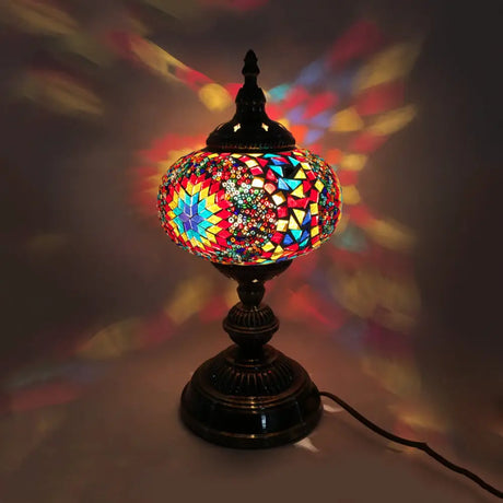 Angela - Vintage 1 Head Bedroom Table Lamp Bronze Task Lighting With Spherical Red/Blue/Multi-Color