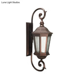 Aniseed Tiger Stripe Metal Wall Mount Sconce With Water Glass Shade - Brown Country Style 1-Light