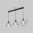 Antique 3-Head Fabric Conical Hanging Light: Stylish Dining Room Pendant With Diamond Cage White /
