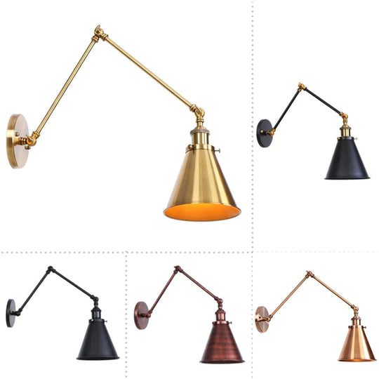 Antike verstellbare Wandlampe Wandleuchte Schwarz Kupfer