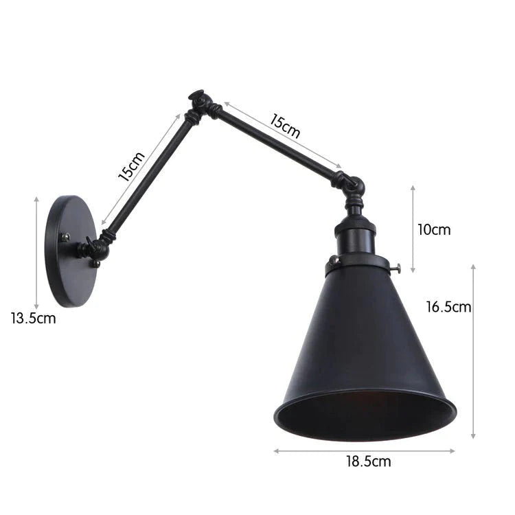 Antike verstellbare Wandlampe Wandleuchte Schwarz Kupfer