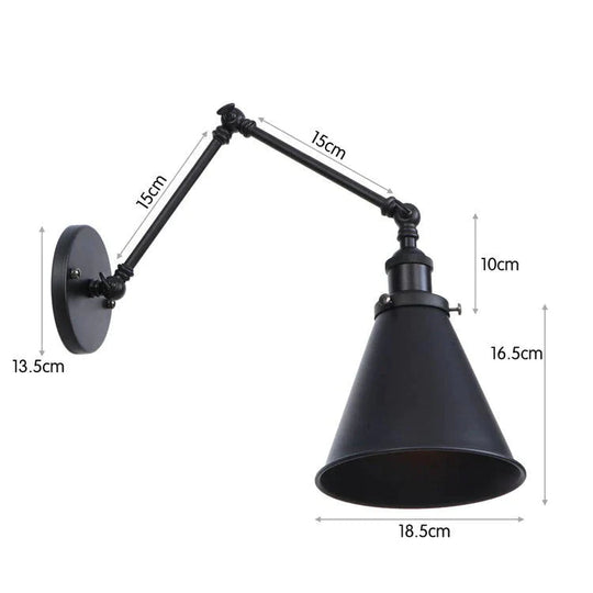 Antike verstellbare Wandlampe Wandleuchte Schwarz Kupfer