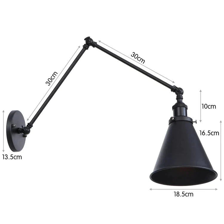 Antike verstellbare Wandlampe Wandleuchte Schwarz Kupfer