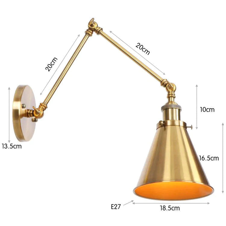 Antike verstellbare Wandlampe Wandleuchte Schwarz Kupfer