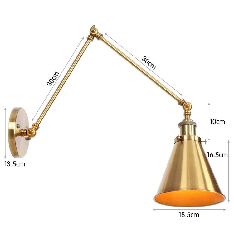 Antike verstellbare Wandlampe Wandleuchte Schwarz Kupfer