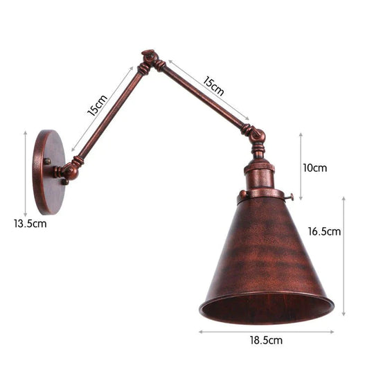 Antike verstellbare Wandlampe Wandleuchte Schwarz Kupfer