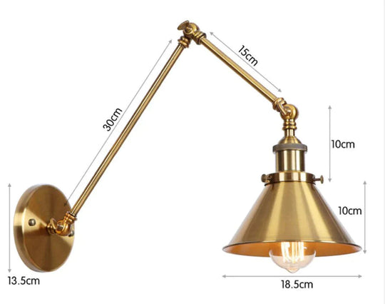 Antike verstellbare Wandlampe Wandleuchte Schwarz Kupfer