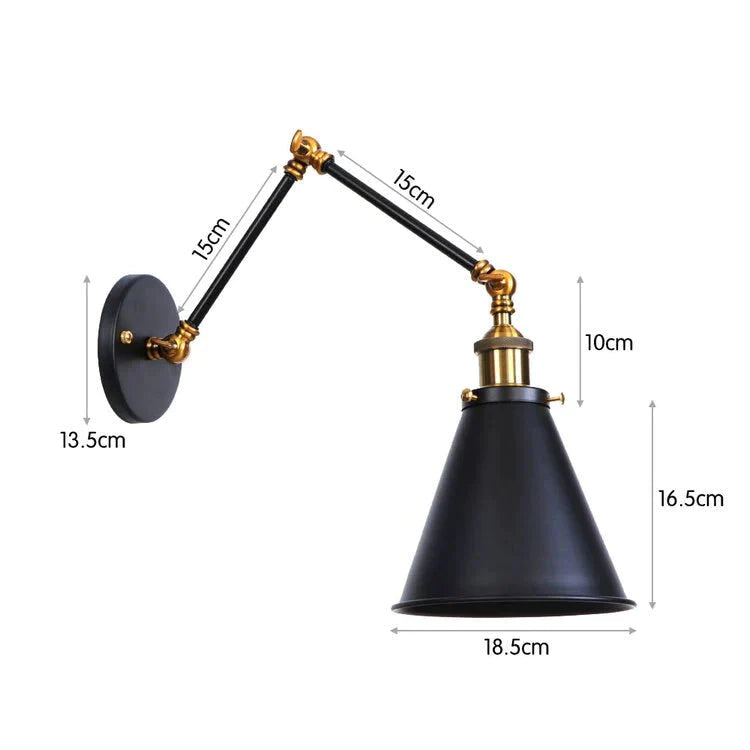 Antike verstellbare Wandlampe Wandleuchte Schwarz Kupfer