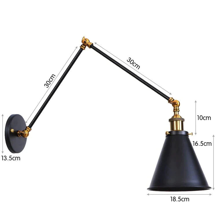 Antike verstellbare Wandlampe Wandleuchte Schwarz Kupfer