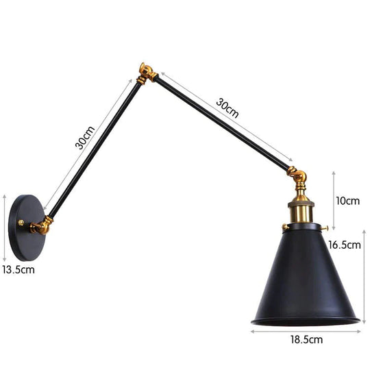 Antike verstellbare Wandlampe Wandleuchte Schwarz Kupfer