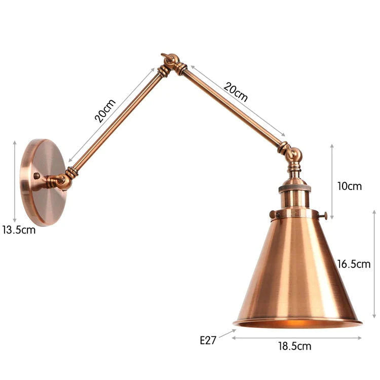 Antike verstellbare Wandlampe Wandleuchte Schwarz Kupfer