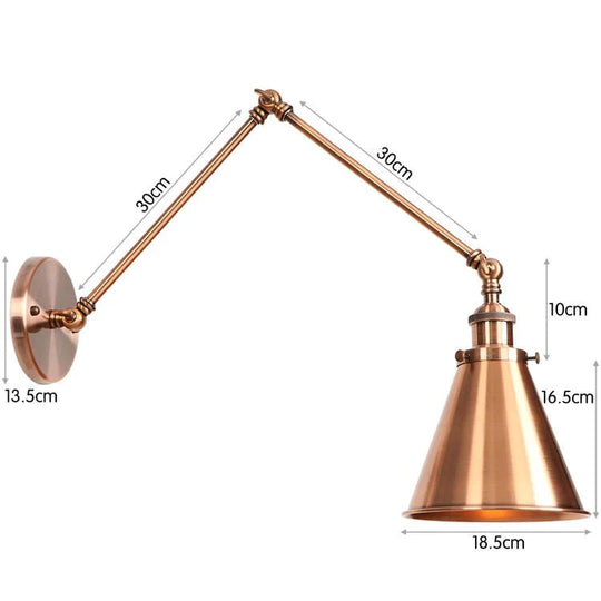 Antike verstellbare Wandlampe Wandleuchte Schwarz Kupfer