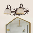 Antique Beige Glass Vanity Wall Light With Swooping Arm And Multiple Bulbs For Bathroom Sconce 2 /