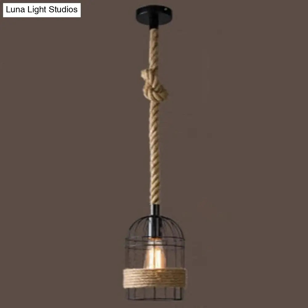 Black Iron Birdcage Pendant Light With Antique Restaurant Vintage Charm 1 /