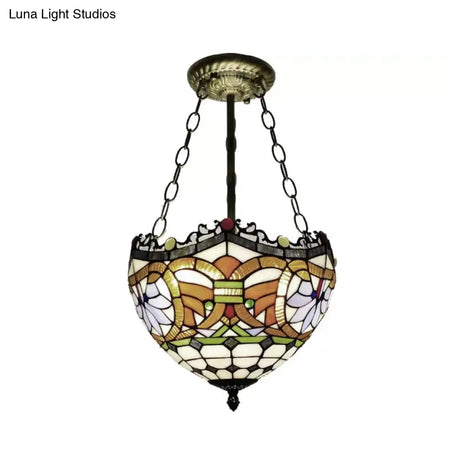 Antique Brass Victorian Style Led Ceiling Light - Elegant Semi Flush Inverted Bowl For Bedroom