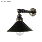 Antique Brass Wall Mounted Sconce Vintage Lamp For Restaurants - Metal Cone Shade 1-Bulb Lighting