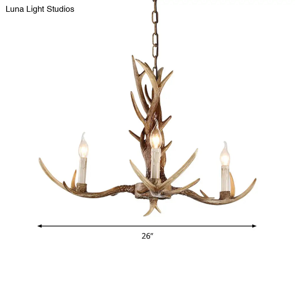 Antique Candelabra Chandelier Lighting Fixture In Beige For Living Room - 3/6/8 Lights
