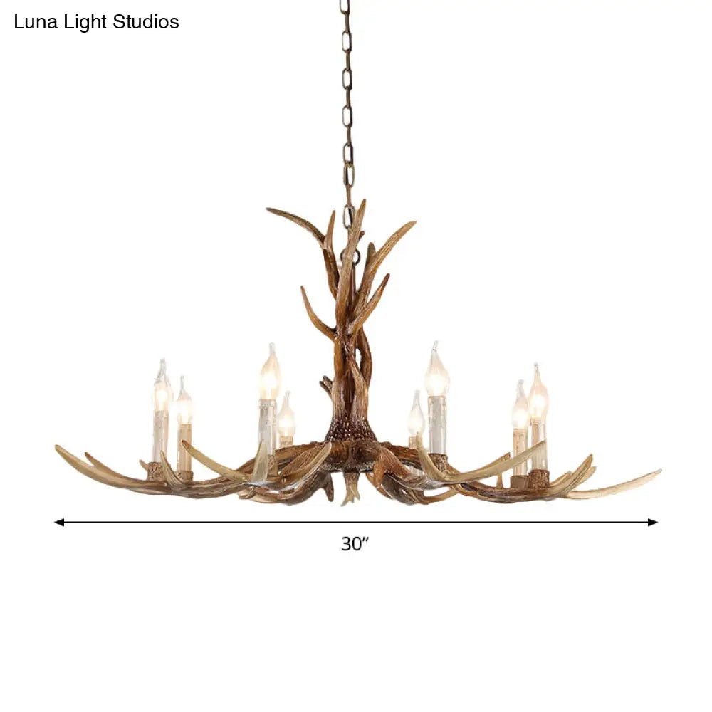 Antique Candelabra Chandelier Lighting Fixture In Beige For Living Room - 3/6/8 Lights