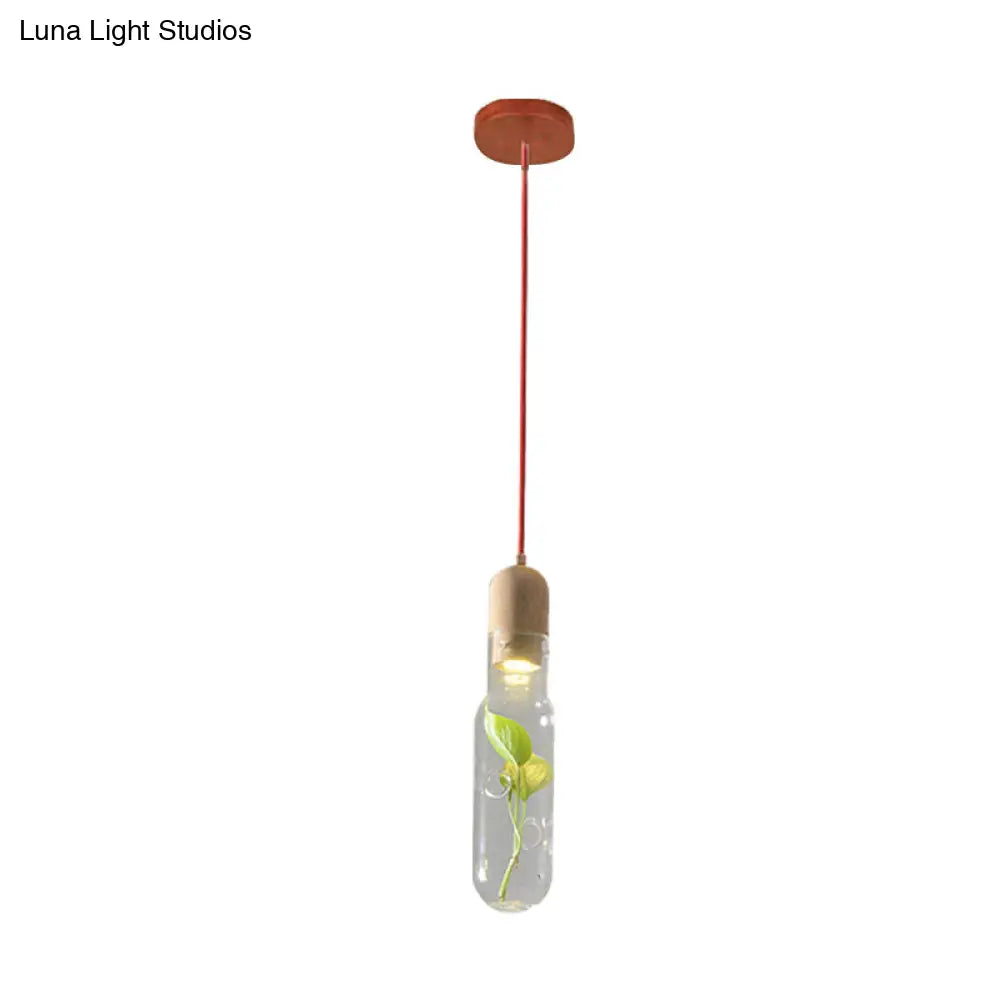 Antique Clear Glass Beige Bottle Pendant Lamp With Led Bulb For Restaurants