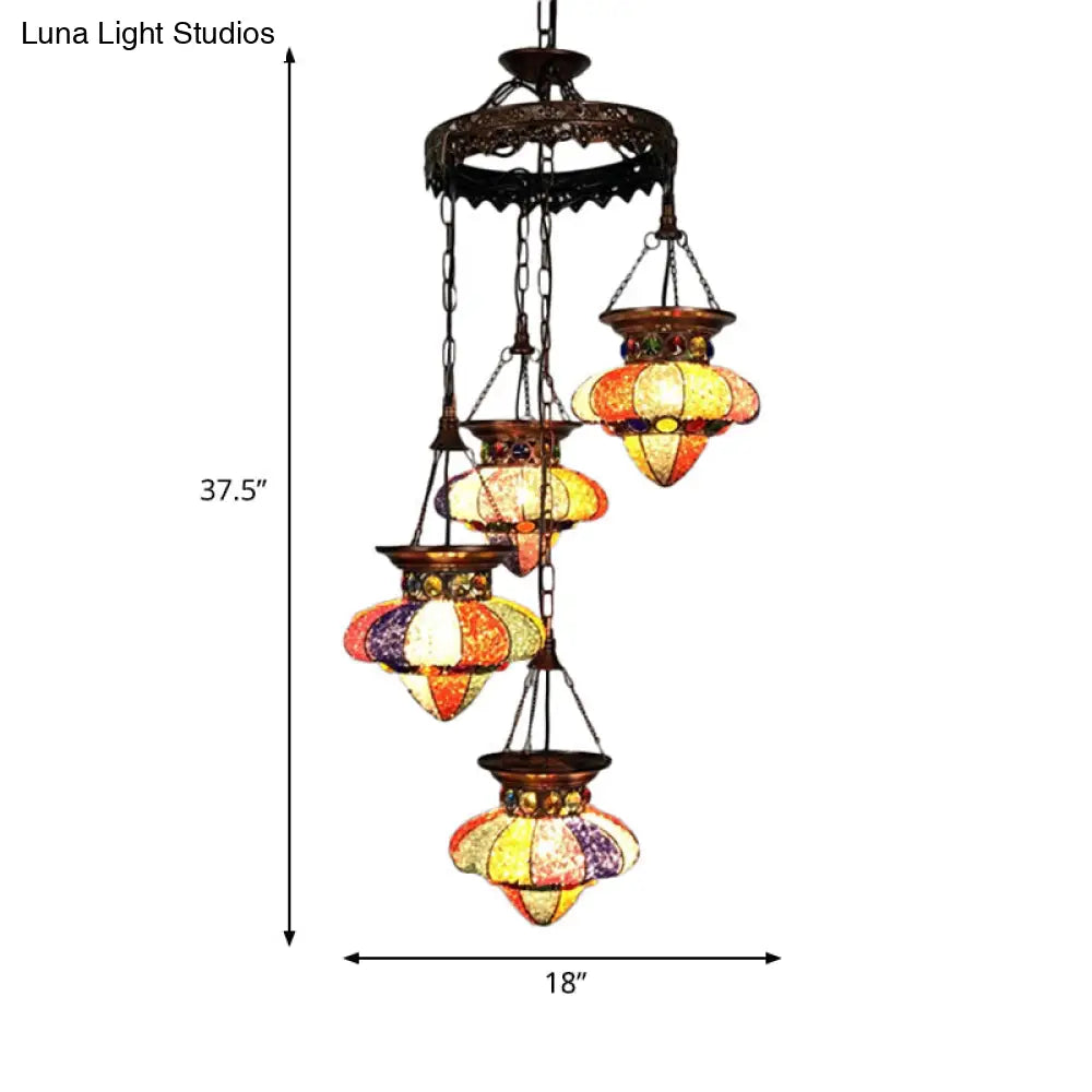Antique Copper Chandelier: Urn-Shaped Suspension Lighting 4/6 Lights For Dining Room