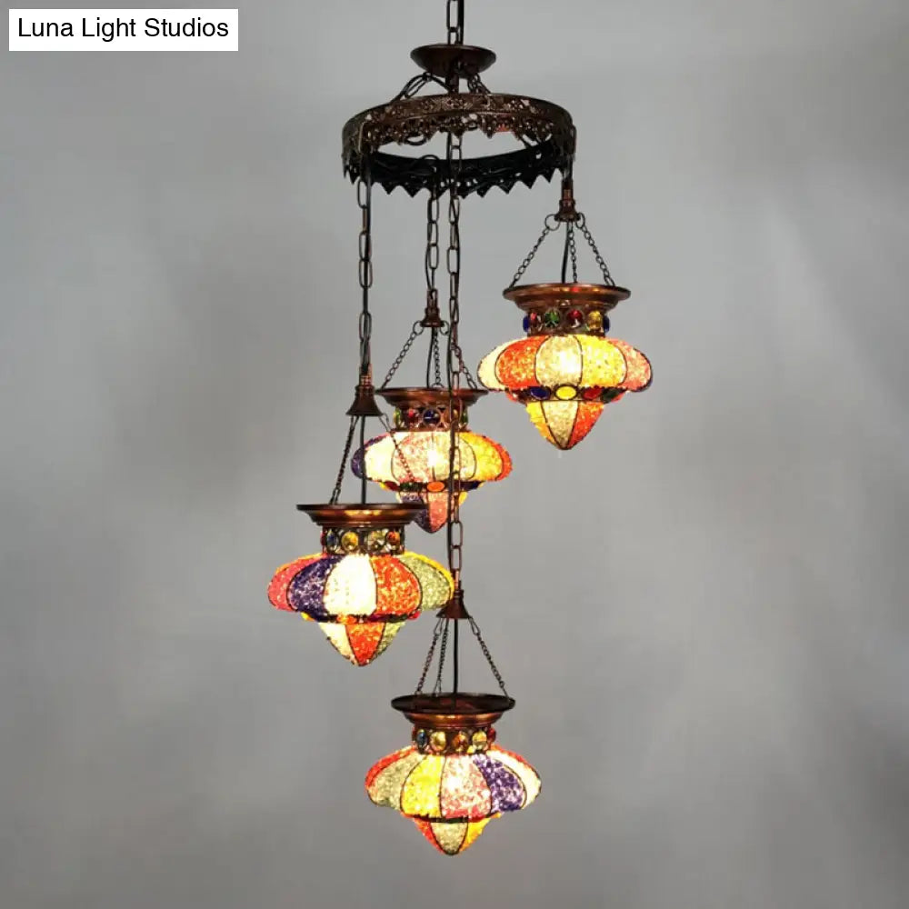 Antique Copper Chandelier: Urn-Shaped Suspension Lighting 4/6 Lights For Dining Room