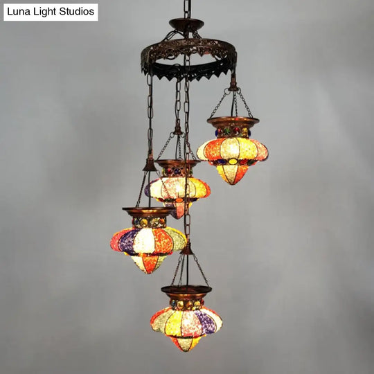 Antique Copper Chandelier: Urn-Shaped Suspension Lighting 4/6 Lights For Dining Room