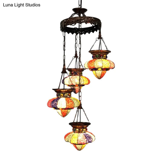 Antique Copper Chandelier: Urn-Shaped Suspension Lighting 4/6 Lights For Dining Room