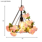 Antique Diamond Metal Pendant Led Ceiling Light With Cherry Blossom Design For Restaurants -