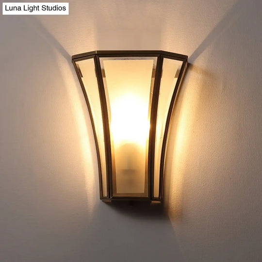 Antique Flared Shade Beveled Glass Wall Light - Single Corridor Lighting Fixture