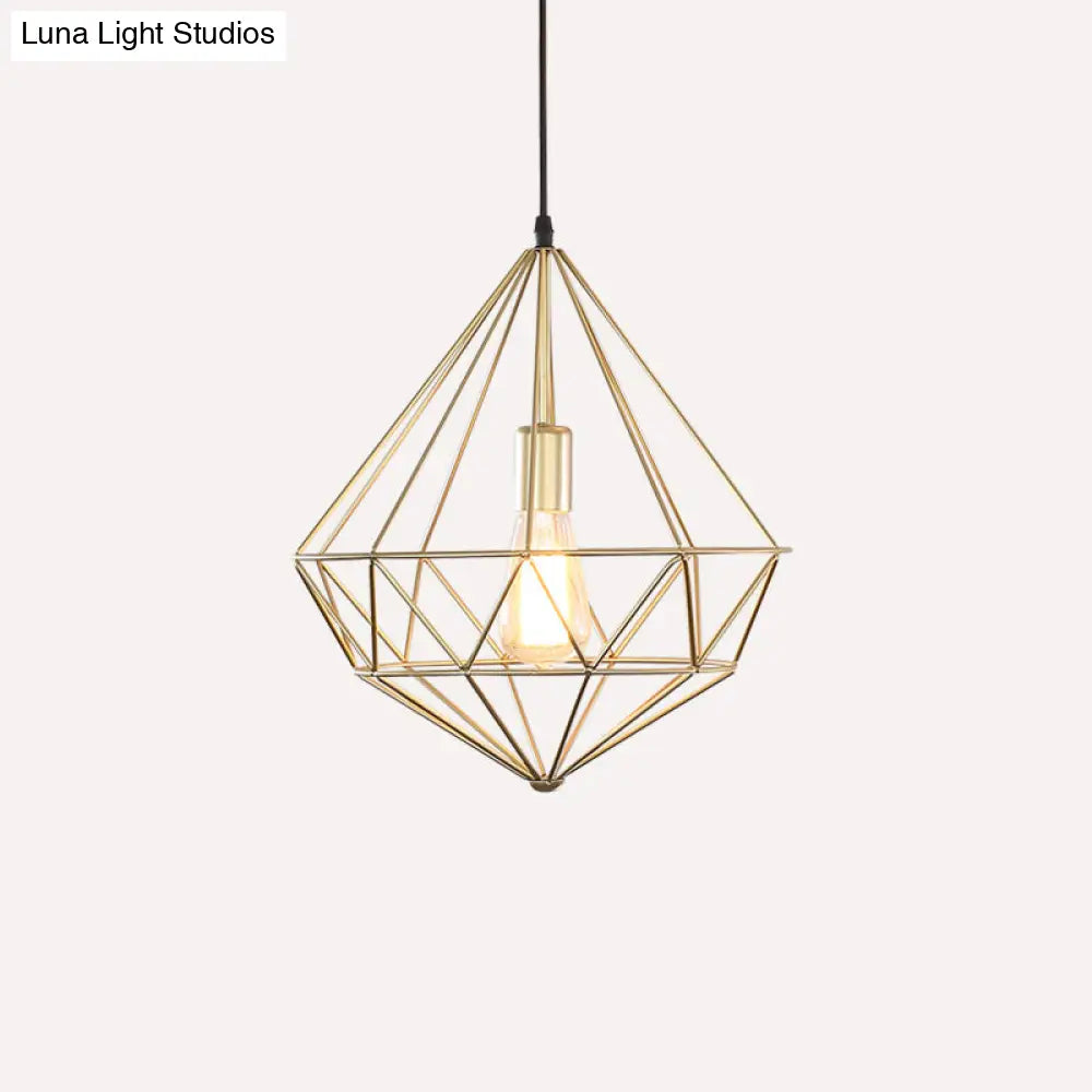 Antique Gemstone Iron Pendant Light - Elegant 1-Light Fixture For Dining Room Gold / C