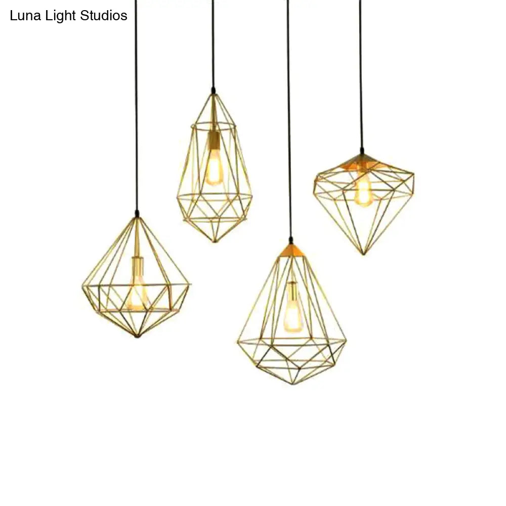 Antique Gemstone Iron Pendant Light - Elegant 1-Light Fixture For Dining Room
