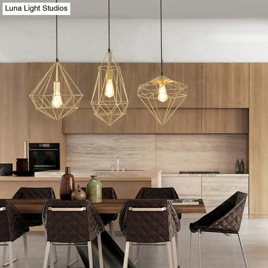 Antique Gemstone Iron Pendant Light - Elegant 1-Light Fixture For Dining Room