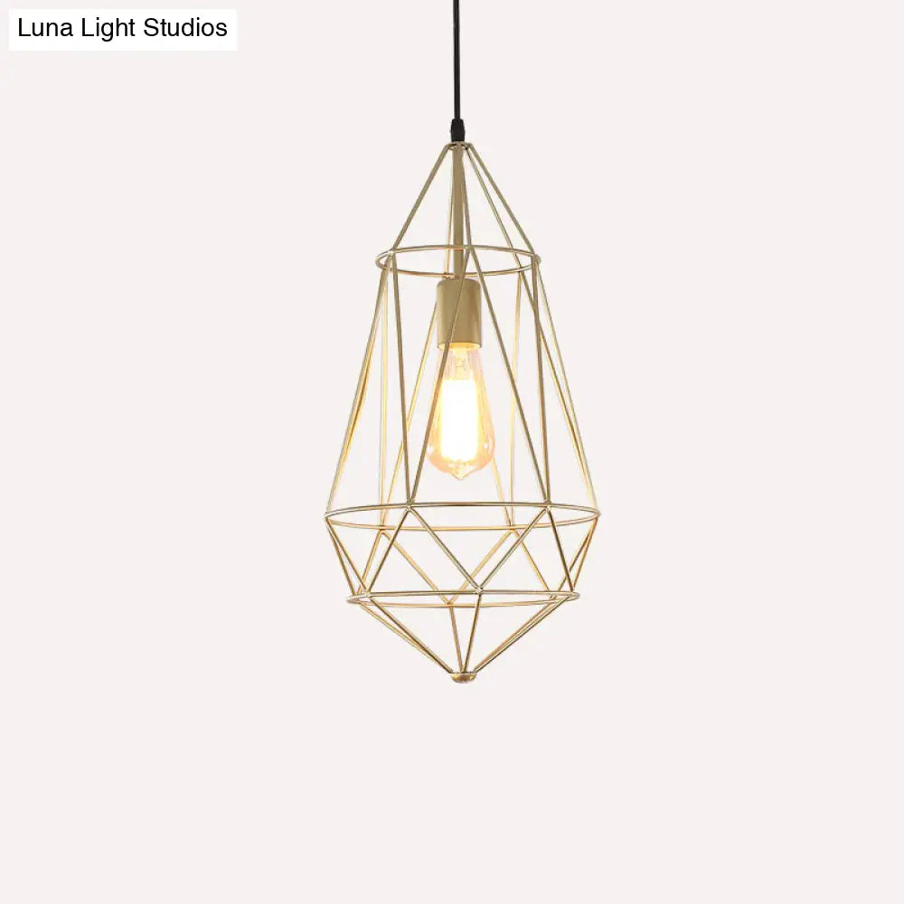 Antique Gemstone Iron Pendant Light - Elegant 1-Light Fixture For Dining Room Gold / D