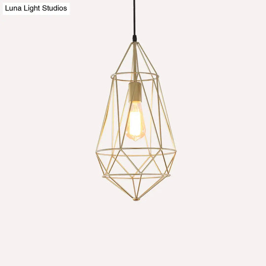 Antique Gemstone Iron Pendant Light - Elegant 1-Light Fixture For Dining Room Gold / D