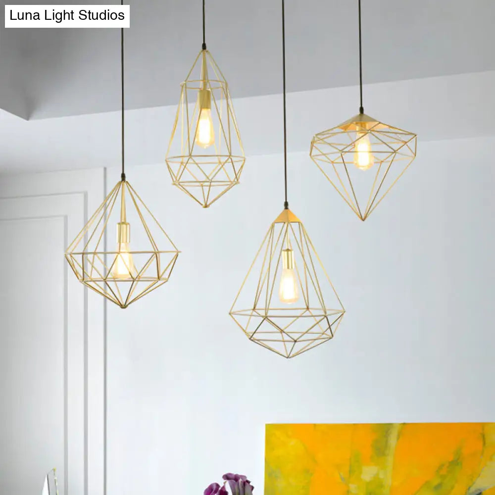 Antique Gemstone Iron Pendant Light - Elegant 1-Light Fixture For Dining Room