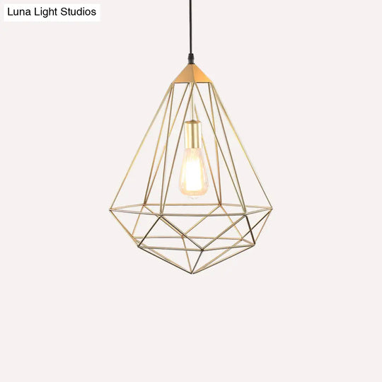 Antique Gemstone Iron Pendant Light - Elegant 1-Light Fixture For Dining Room Gold / B
