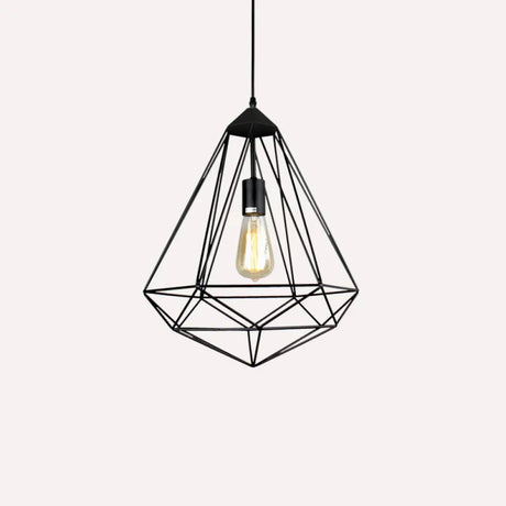 Antique Gemstone Iron Pendant Light – 1-Light Dining Room Hanging Fixture Black / B