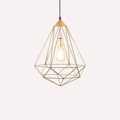 Antique Gemstone Iron Pendant Light – 1-Light Dining Room Hanging Fixture Gold / B