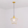 Antique Gold Star Cage Pendant Light For Dining Room - 1-Light Hanging Fixture / 2 Tiers