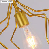 Antique Gold Star Cage Pendant Light For Dining Room - 1-Light Hanging Fixture