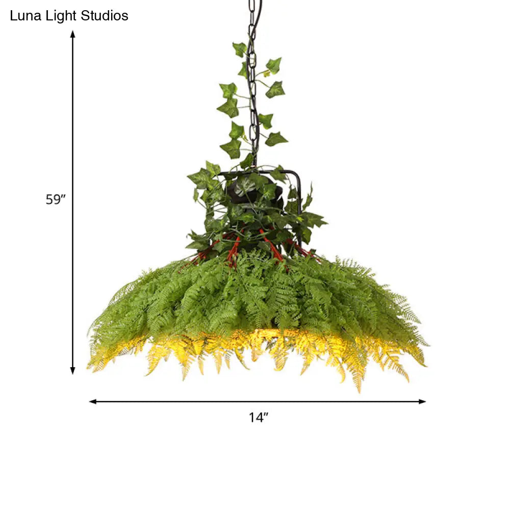 Green Antique Metal Pendant Lamp With Led Down Lighting Ideal For Restaurants - Available In 3 Sizes