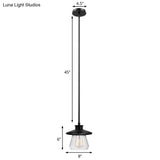 Antique Metal Black Jar Pendant Lamp With Clear Glass Shade For Dining Room Ceiling Lighting