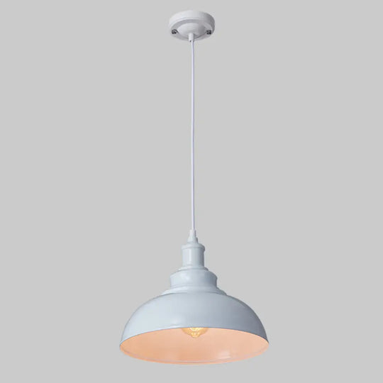 Antique Metal Pendant Light - 1-Light Hanging Fixture For Dining Room White / 12’