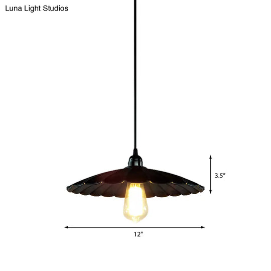 Antique Scalloped Pendant Lamp - 10’/12’ Dia Black’ Perfect For Your Kitchen