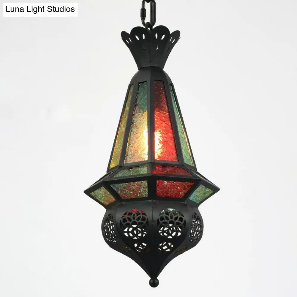 Antique Shaded Single Suspension Pendant Light In Black For Cafes